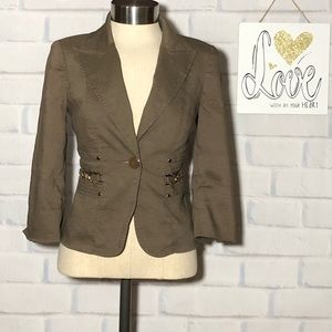 Bebe Brown Blazer linen blend 1 button size 2